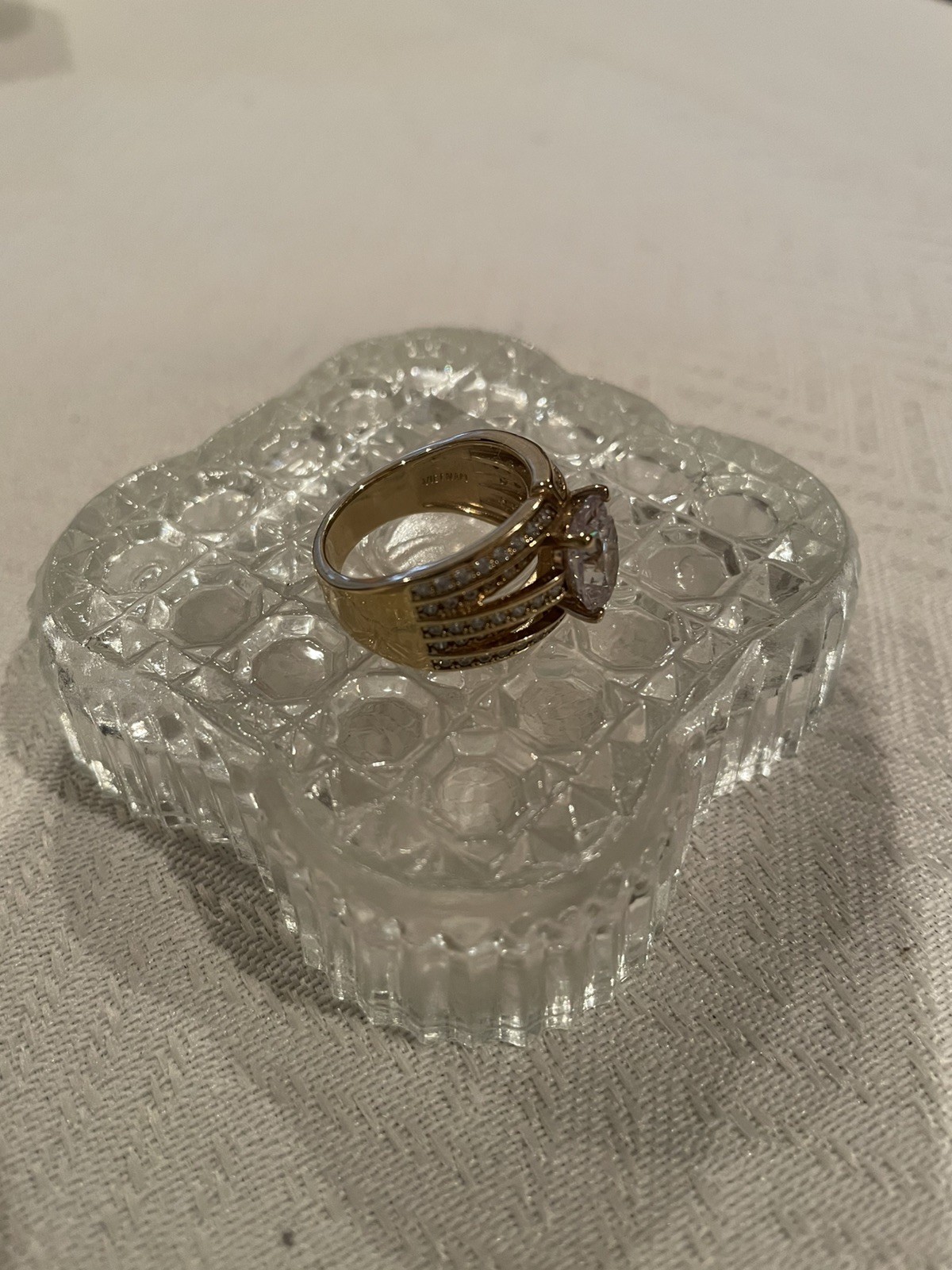 CZ Sterling Silver 925 Band Ring Oval Center Stone Vietnam 1/2” Wide Sz 7