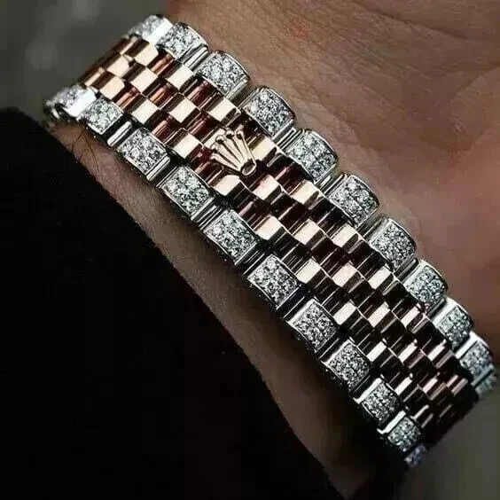 14K Rose Gold Plated 6Ct Round Cut Lab-Created Diamond Men’s Cuban Link Bracelet