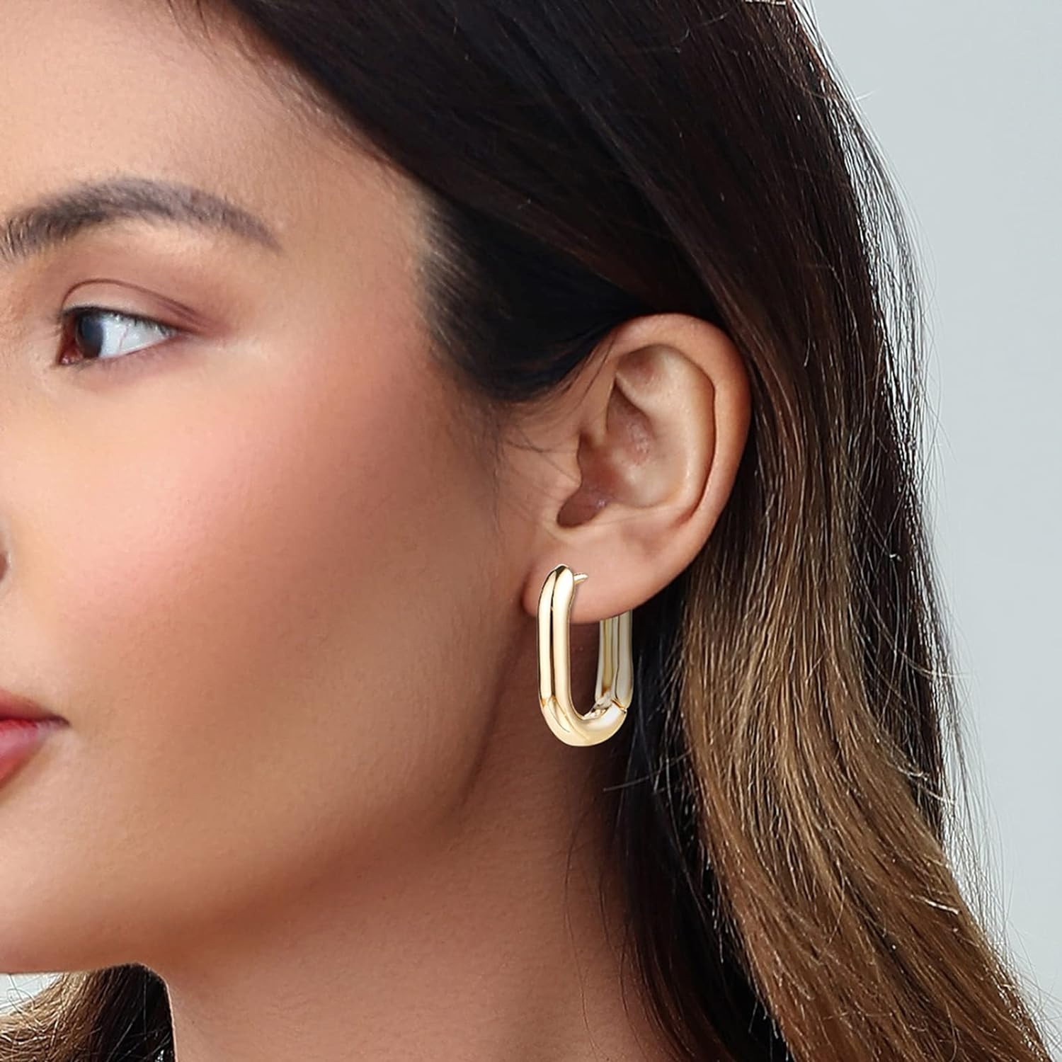 6 Pairs 14K Gold Plated Hoop Earrings for Women Lightweight Chunky Hoop Earrings