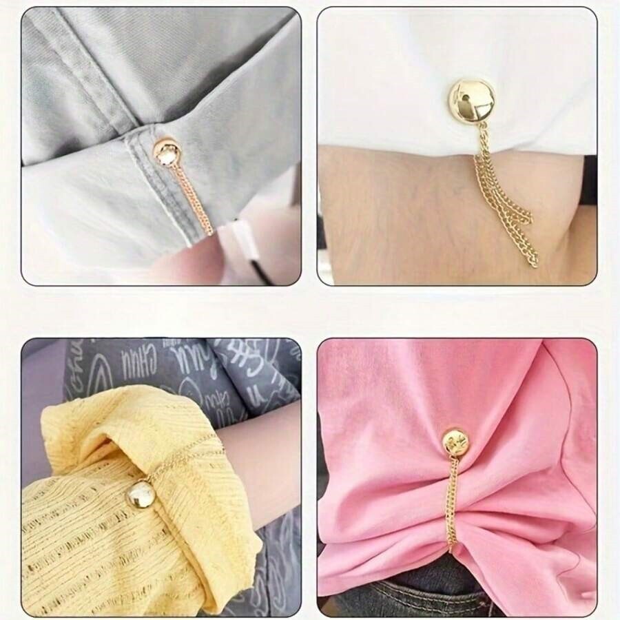 3Pcs Multi-Function Magnetic Clothing Clips with Chain Shirt Ties Clip for Women