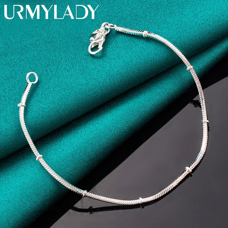 URMYLADY 925 Sterling Silver Snake Chain 20cm Bracelet For Women Jewelry