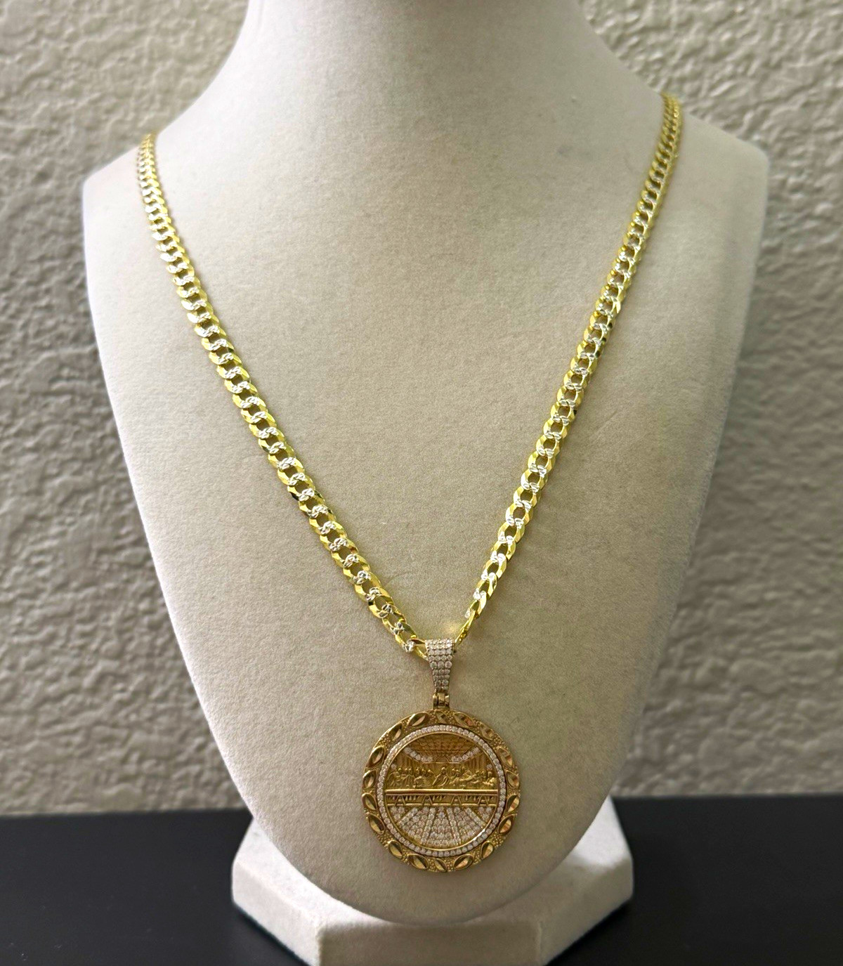 22 inch 5.2mm – Gold Over 925 Sterling Silver Pave Cuban Chain & Last Supper