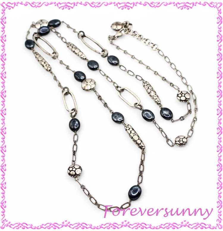 Brighton Dream Pearl Long Dark Gray Retired Necklace