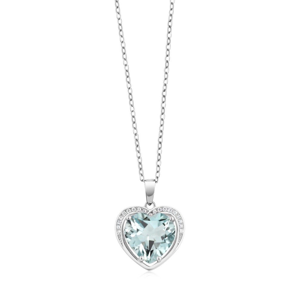 3.00 Cttw Simulated Aquamarine Pendant Necklace For Women | 925 Sterling Silver