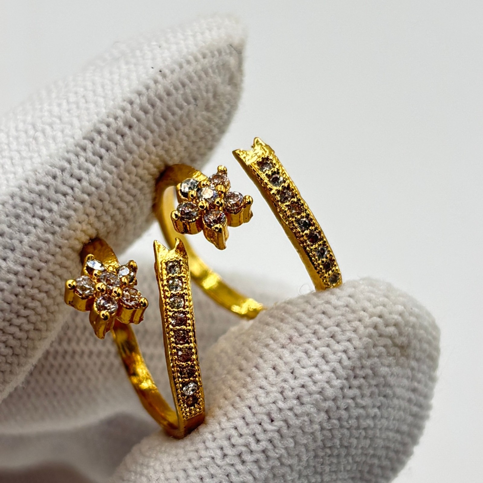 Adjustable Floral Toe Ring CZ Stone Gold Plated Open Band Foot Jewelry Gift Ring