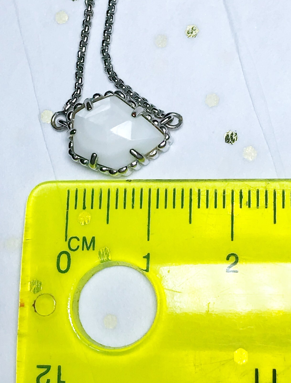Kendra Scott Tess Silver Tone White Mother of Pearl Pentagon Pendant Necklace
