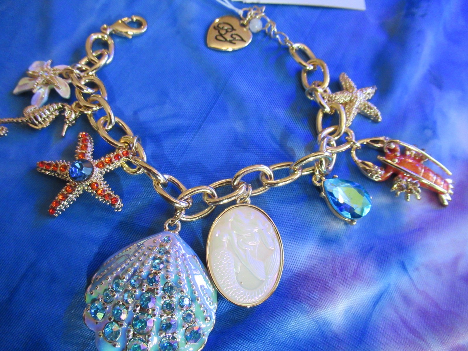 Betsey Johnson Gold Charm Sea Bracelet lobster, shell, starfish, Beach NWT