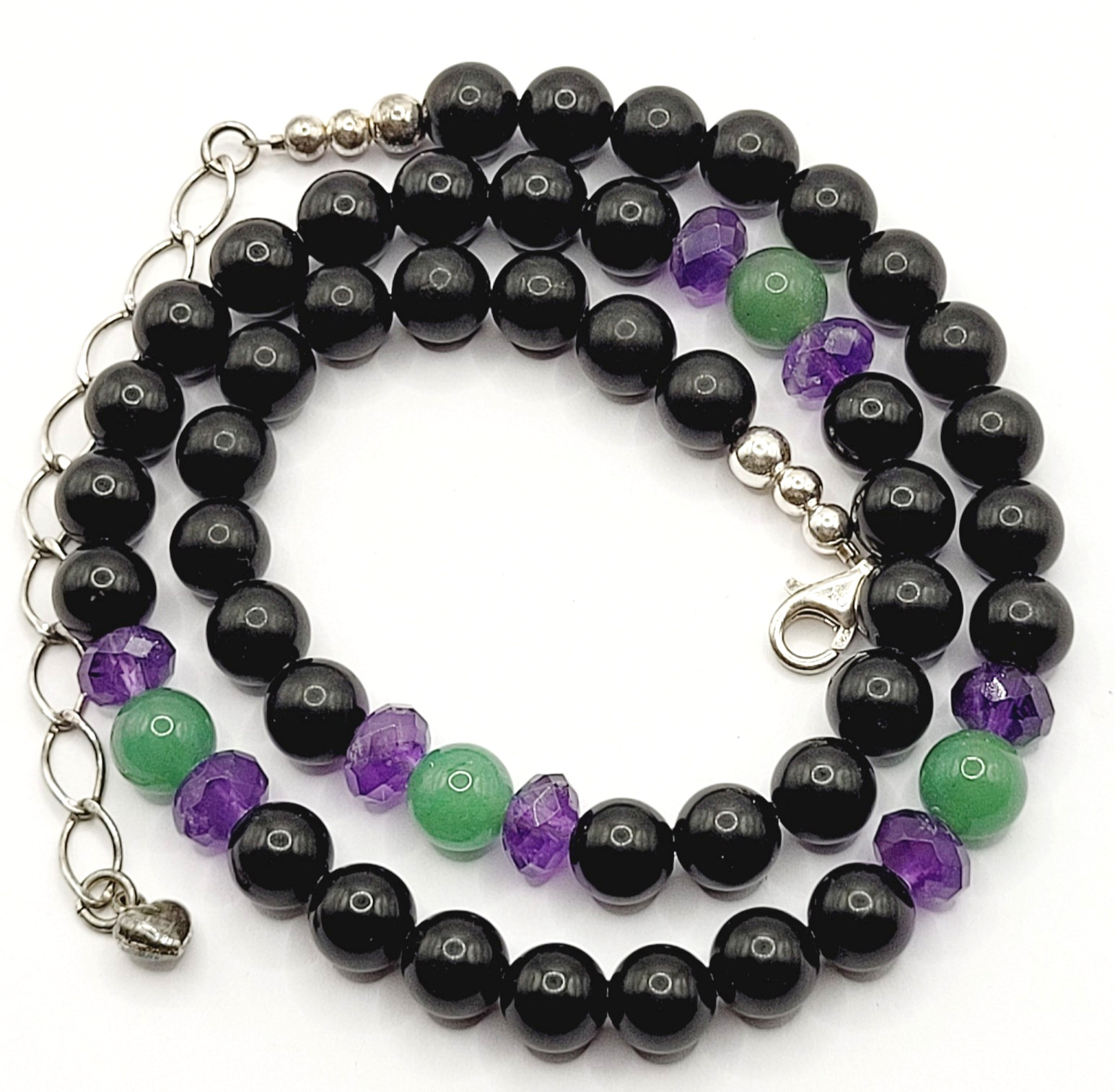 Jay King DTR 925 Black Stone Amethyst Aventurine Beaded Necklace Mine Finds