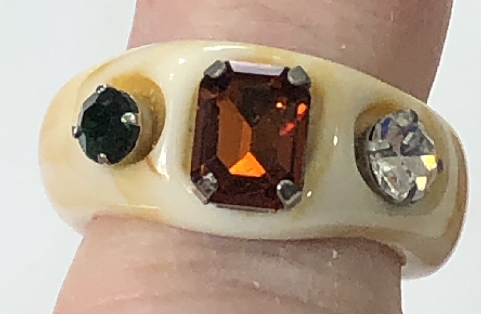 Acrylic Resin Ring Bling Rhinestone Set of 2 – Size 7
