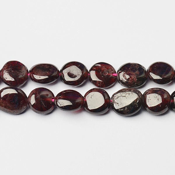 Natural Garnet Polished Small Slab Beads Necklace 925 Solid Sterling Silver 18″