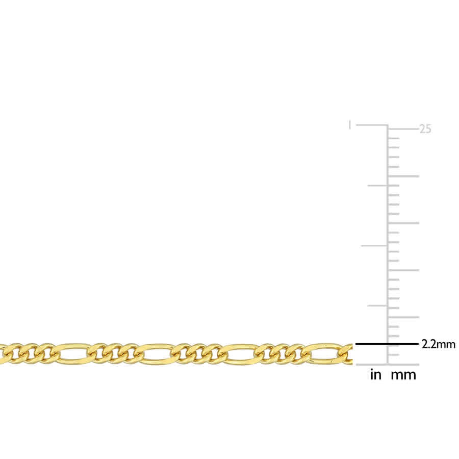 AMOUR 2.2mm Figaro Chain Necklace In Yellow Plated Sterling Silver, 18 In