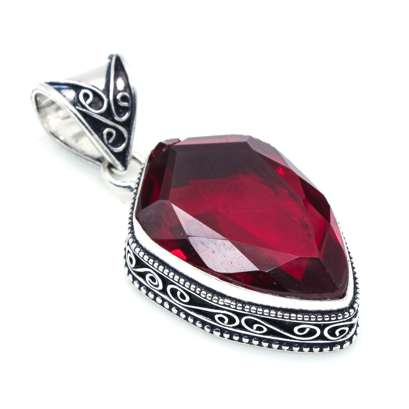 Mozambique Garnet Gemstone 925 Sterling Silver Handmade Jewelry Pendant 2″