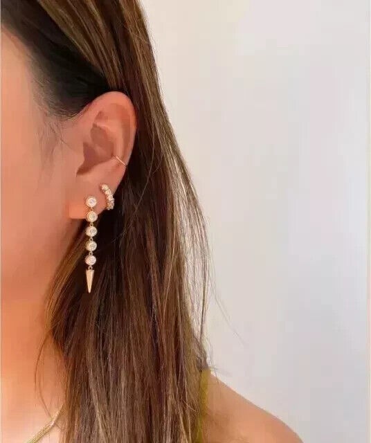 3Ct Round Cut Lab-Created Diamond Drop & Dangle Earrings 14k Yellow Gold Plated