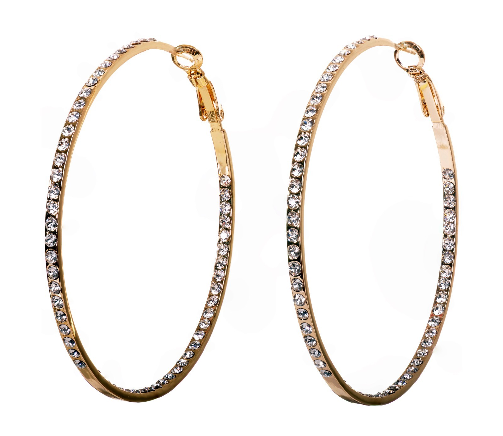Crystals From Swarovski Somerset Hoop Earrings 2 3/8″ Gold Authentic 7982
