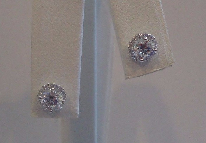 925 STERLING SILVER ROUND SHAPE STUD EARRINGS W/ 1.10 CT LAB CREATED DIAMONDS