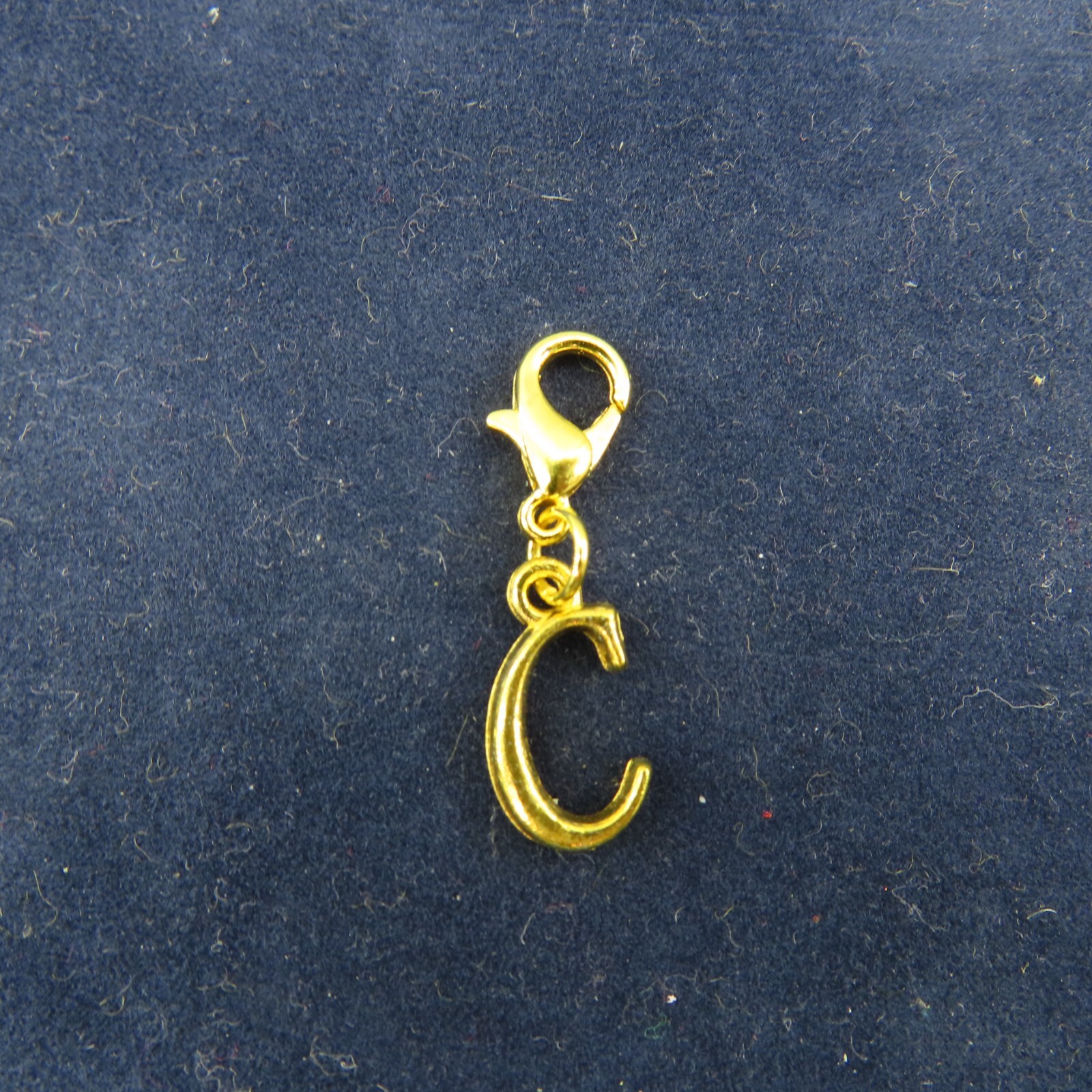 Initial CURSIVE LETTER C Charm Zipper Pull Keychain Add On Clip Gold Tone Medium