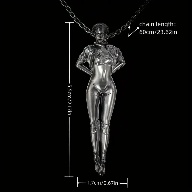 Cyberpunk Beauty Necklace Jewelry Woman 2-Tone Sexy Pendant