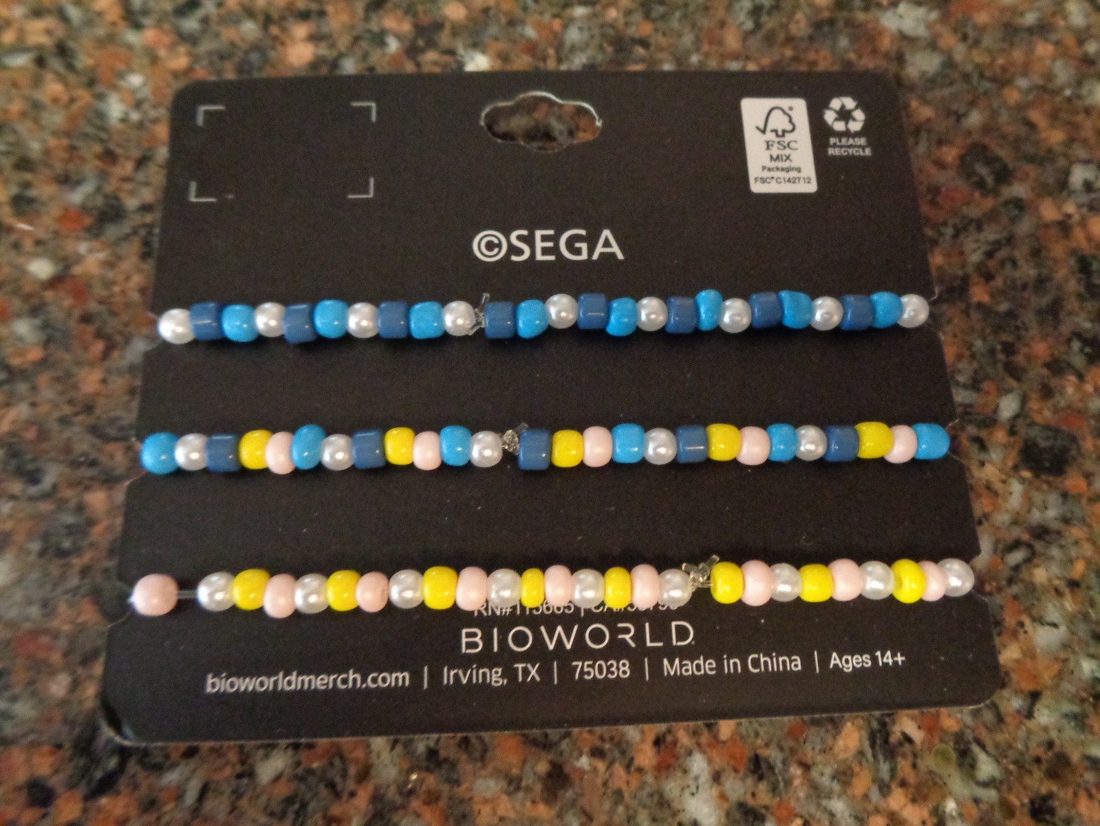 Sonic The Hedgehog Chao Bead Bracelet Set of 3 Bestie Cord Metal Bioworld New