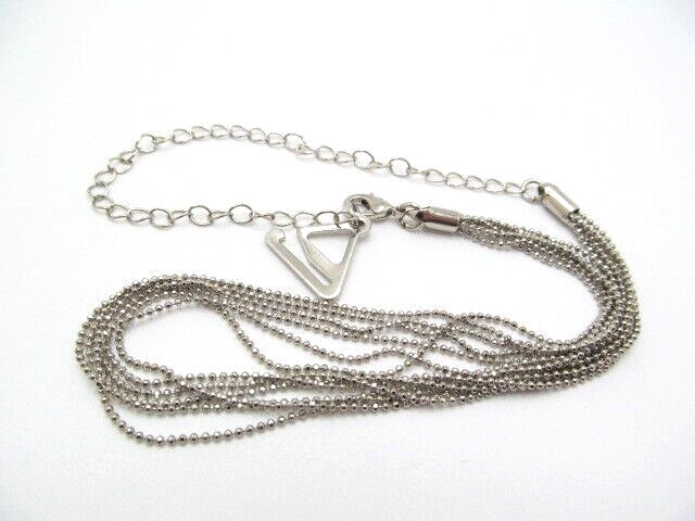 Silver Tone Six Multi Chain Diamond Cut Ball Bead Chain Necklace 11.5 to 17.5 In