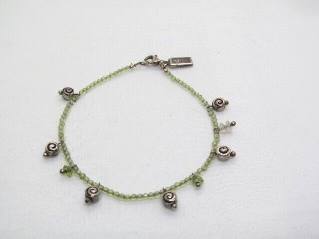 Baroni Designs Mini Mint Green & Silver Tone Spiral Beaded Bracelet 7.25 Inch