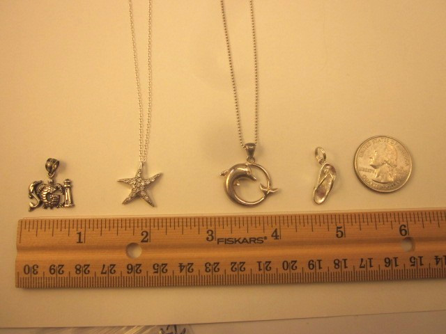Sterling Silver 925 Nautical-Beach-Ocean Jewelry Lot-10gr-Pendants-Charm-CZs