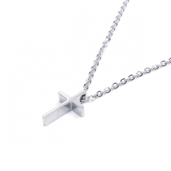 Stainless Steel Cross pendant with chain 49.5 cm( 19.5 in) total length with ext