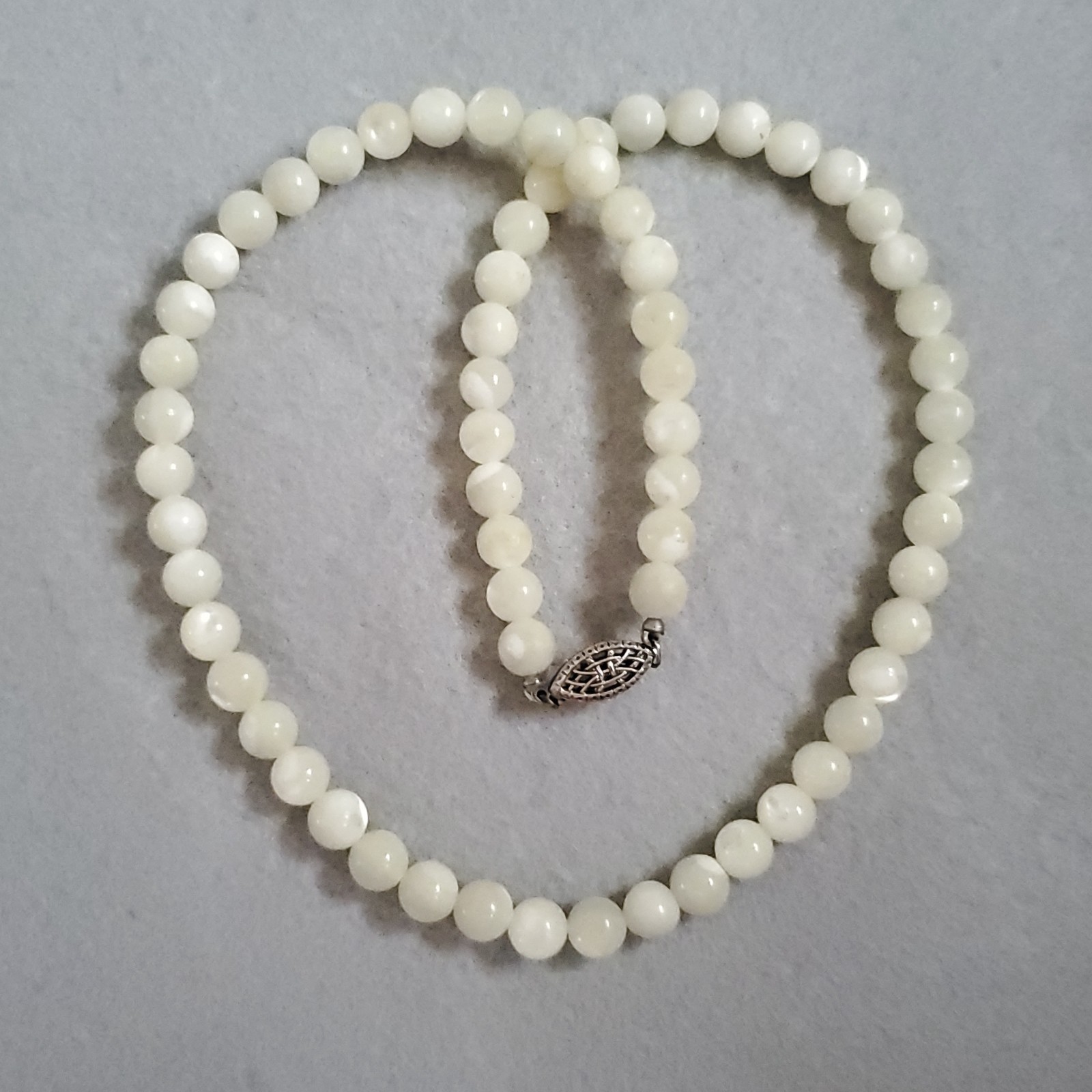 Beaded Necklace Lot of 5 Pink Brown Cream MOP Glass Sterling 15-18.5″