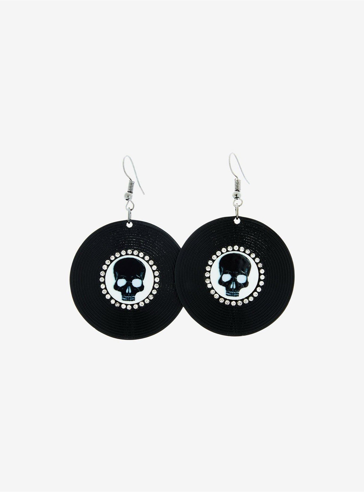 Hot Topic Social Collision Skull Record Drop Earrings