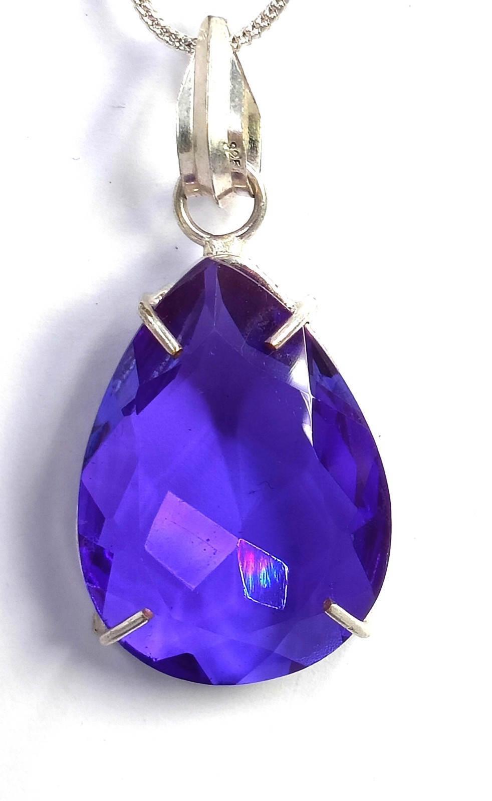 71 Carat Natural Purple Amethyst Pear Cut Pendant 925 Sterling Silver Gems 6AGA