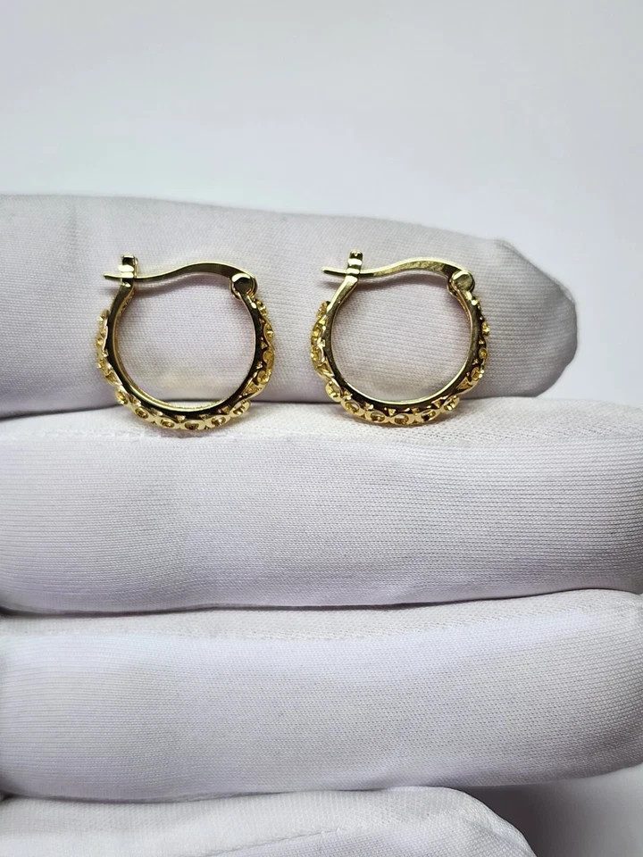 18mm Gold Plated Hoop Dangle Earrings Womens Fashion JEWELRY GIFT