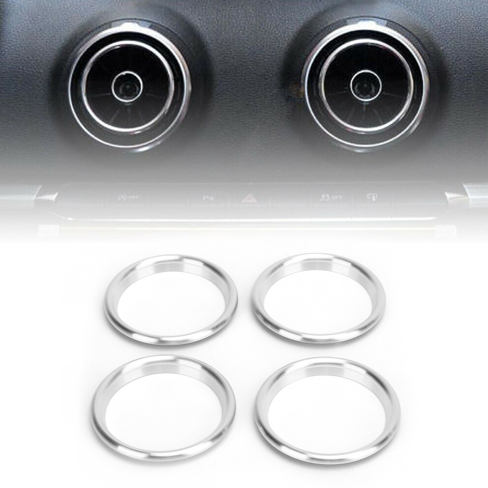 4pcs Silver Aluminum Alloy Air Outlet Ring For 2014-2019 TFTB