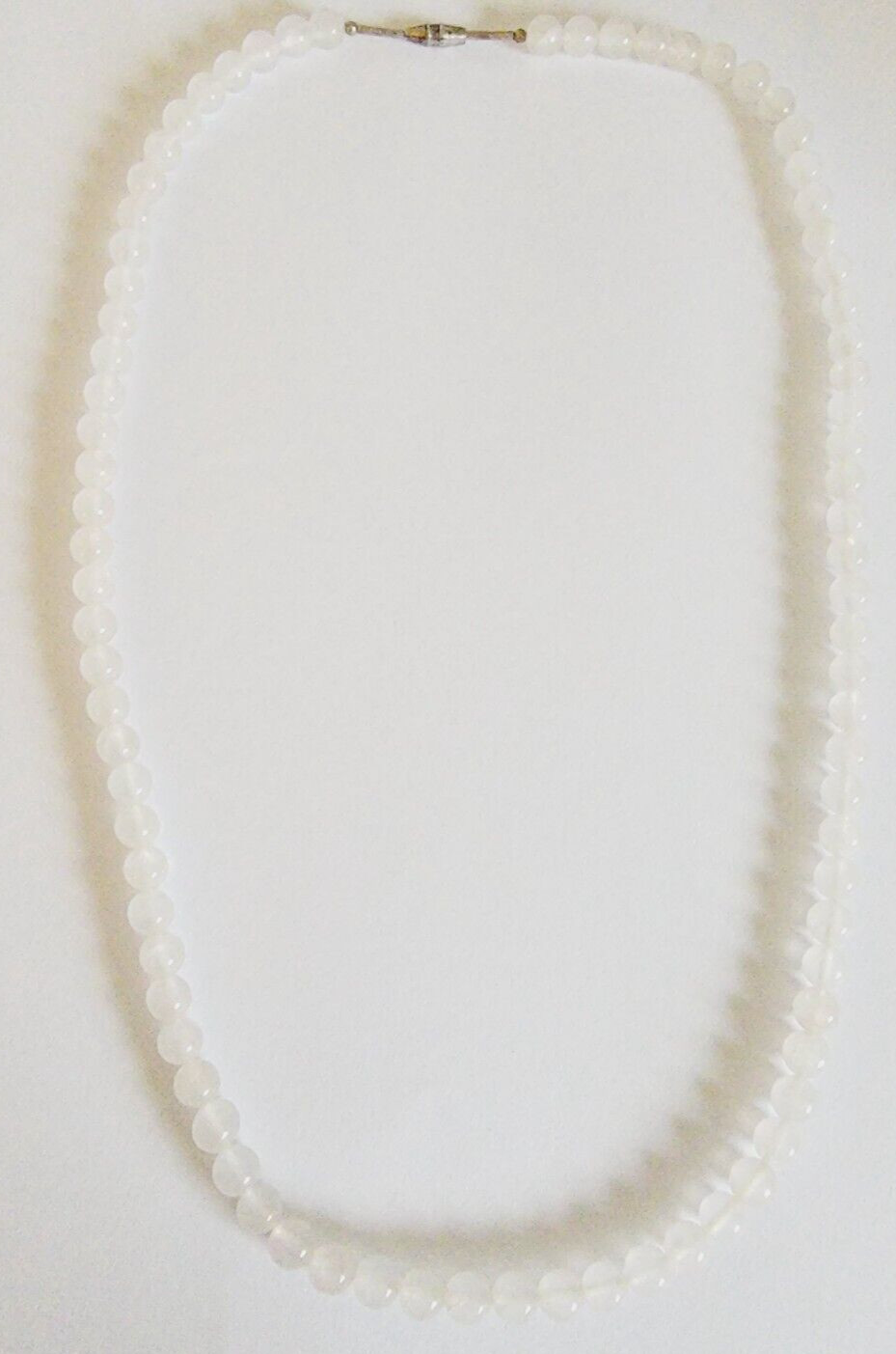 Dainty White with a hint of Rose Quartz Beaded Collar Necklace 19″ – 5.8mm
