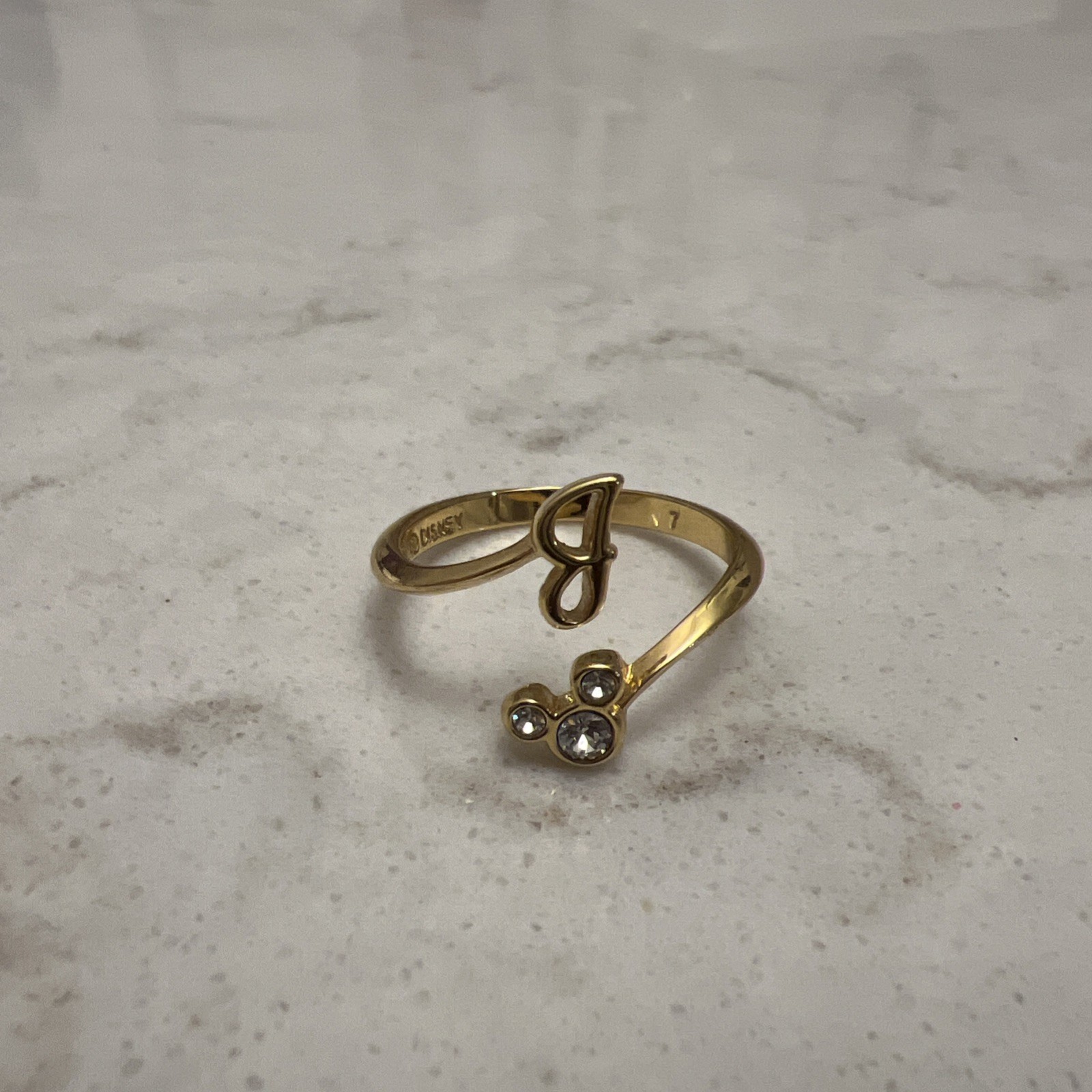 Disney Gold G Initial Mickey Icon Ring Adjustable Size 7