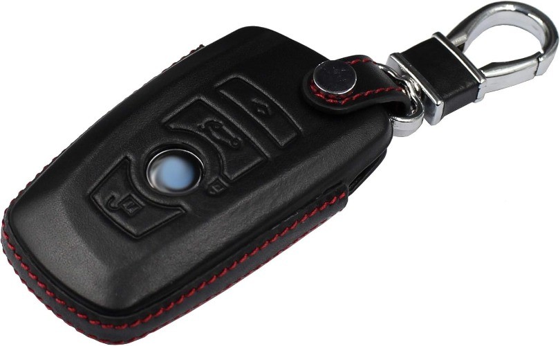 Genuine Leather Key Fob Cover for 1 Series 2 3 4 5 6 7 Color: Leather – Black