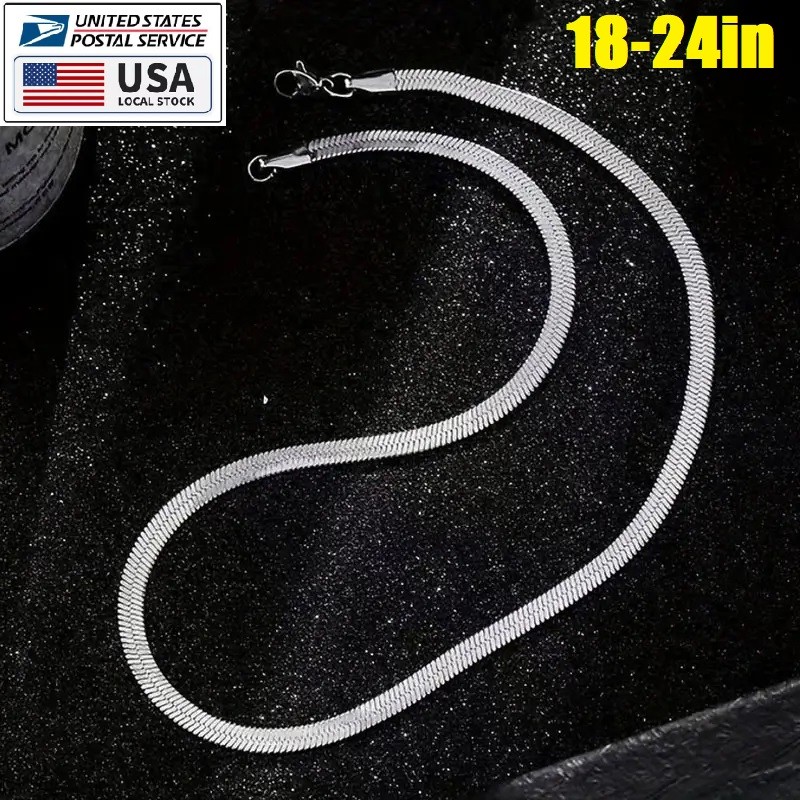 Titanium Steel Flat Snake Chain Necklace Men Women Jewelry For Daily Wear&Party