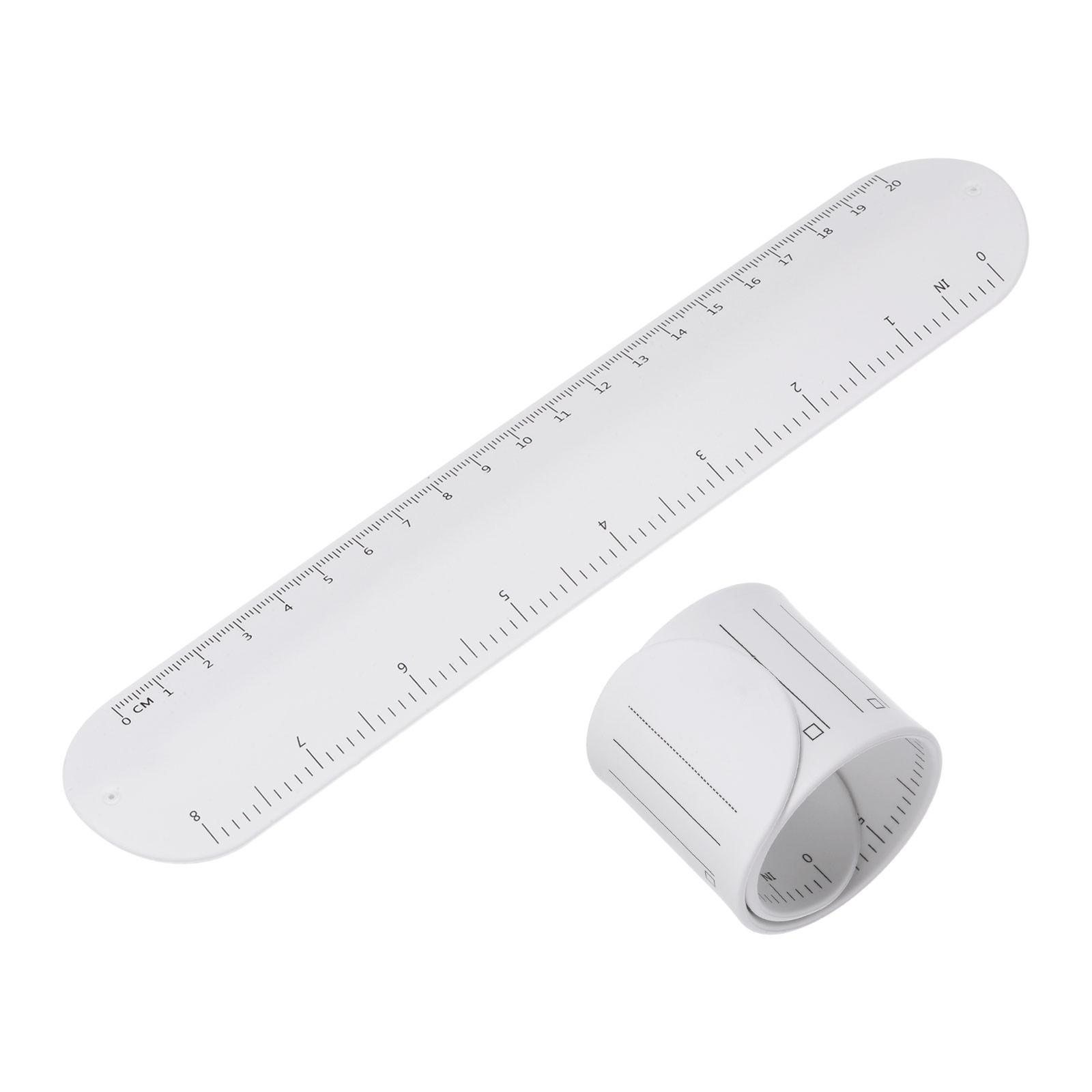 Silicone Memo Wrist Band 20cm Measure 237mm x 46mm Line Block White