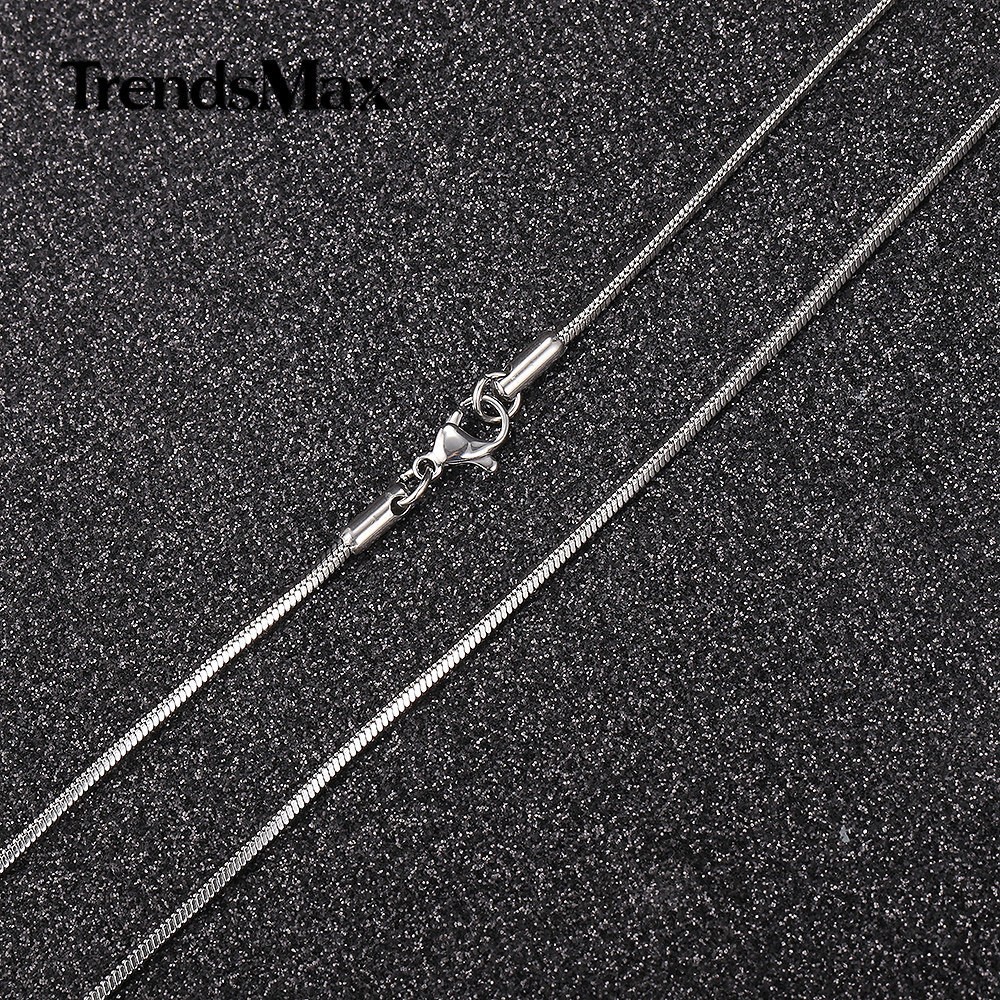 0.9-2mm Silver Solid Stainless Steel Square Snake Chain Necklace Women Men Jewel