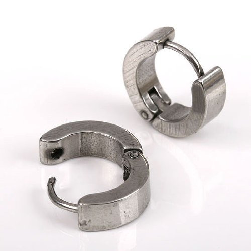 Mens Women 1Pair Stainless Steel Huggie Hoop Hinged Snap Earring Stud US STOCK