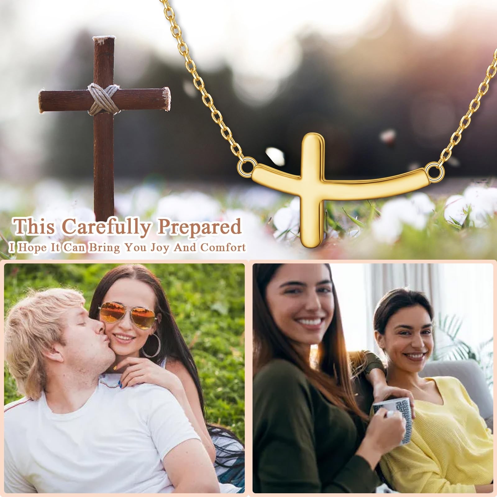 925 Sterling Silver Concise Sideways Cross Pendant Necklace Choker for Women …