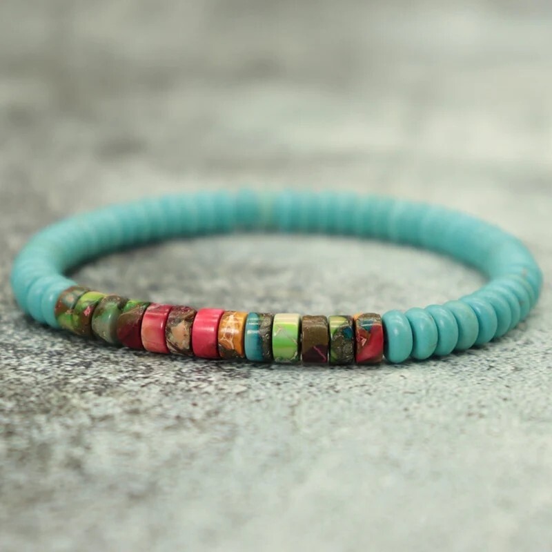 Imperial Jasper Turquoise 6mm Beads Healing Dainty Handmade Boho Bracelet Gifts