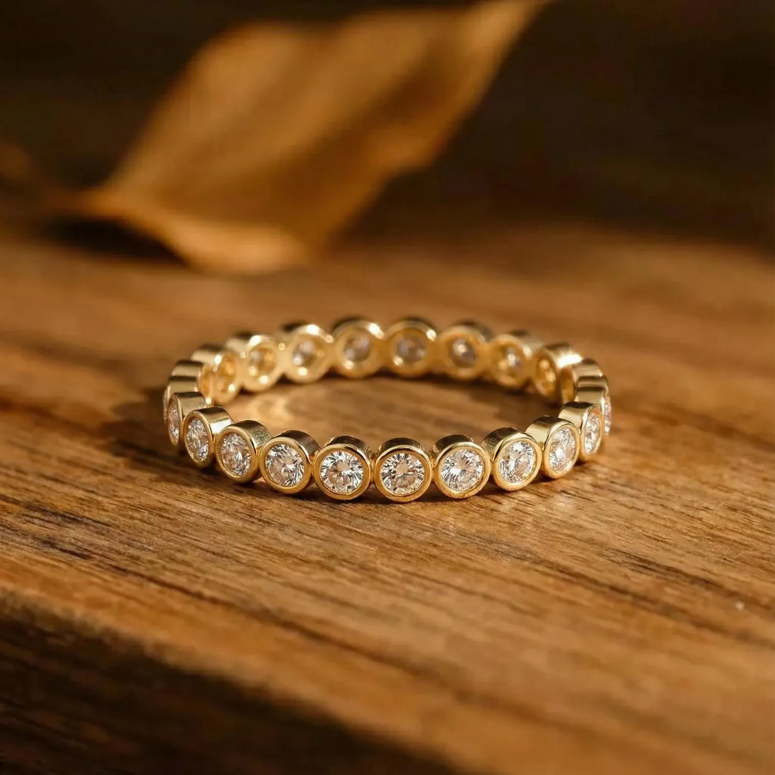 2Ct Round Cut Simulated Diamond Eternity Band Ring 14k Yellow Gold Plated Silver