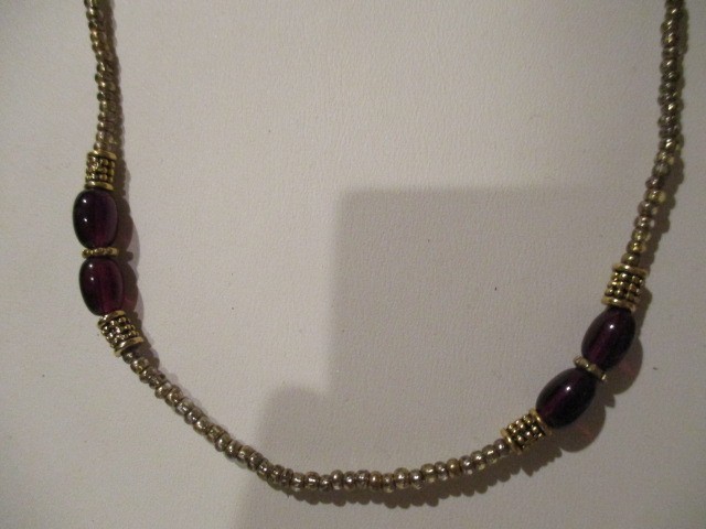 NAPIER Vintage 26″ Goldtone Necklace w/Garnet Gemstone Seeds