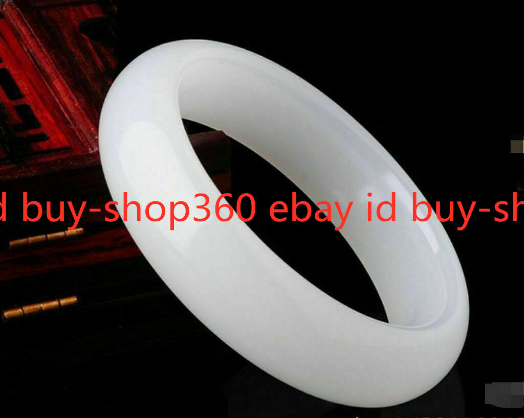 Natural Afghanistan White Jade Gemstone Bracelet Bangle 53-66mm Free Box