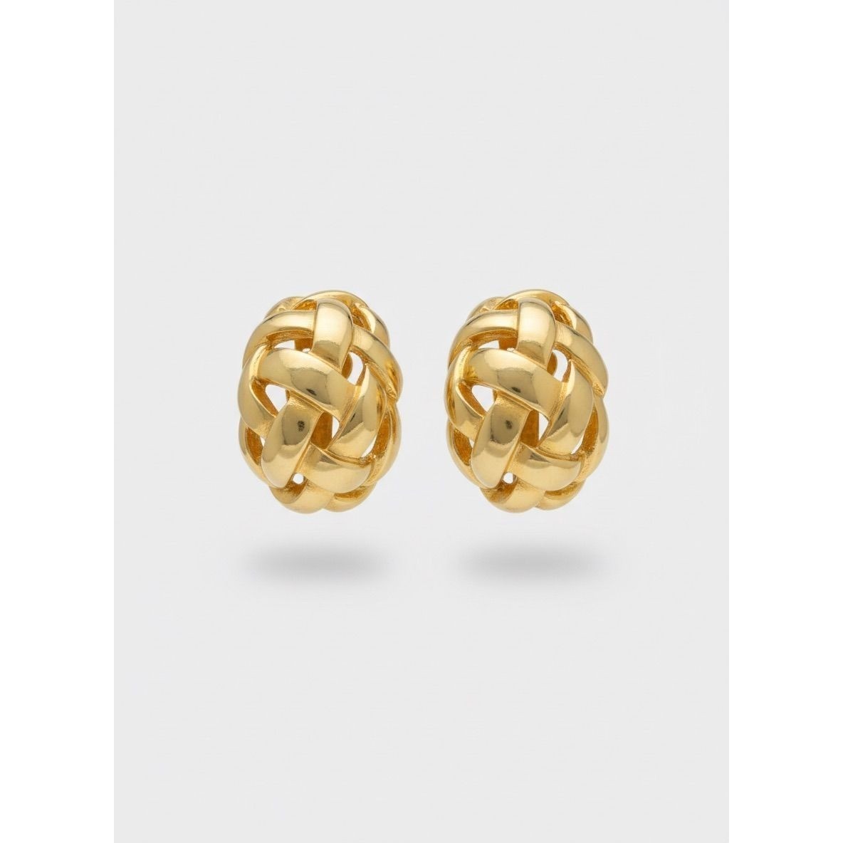 Kenneth Jay Lane KJL Woven Earrings Women OS Gold Tone Basketweave Clip On