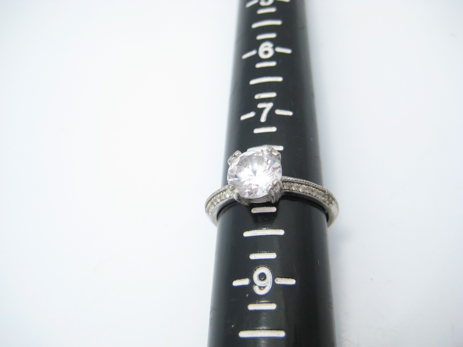 IBB CN Sterling Silver Clear CZ Solitaire 7.8mm Ring Size 8