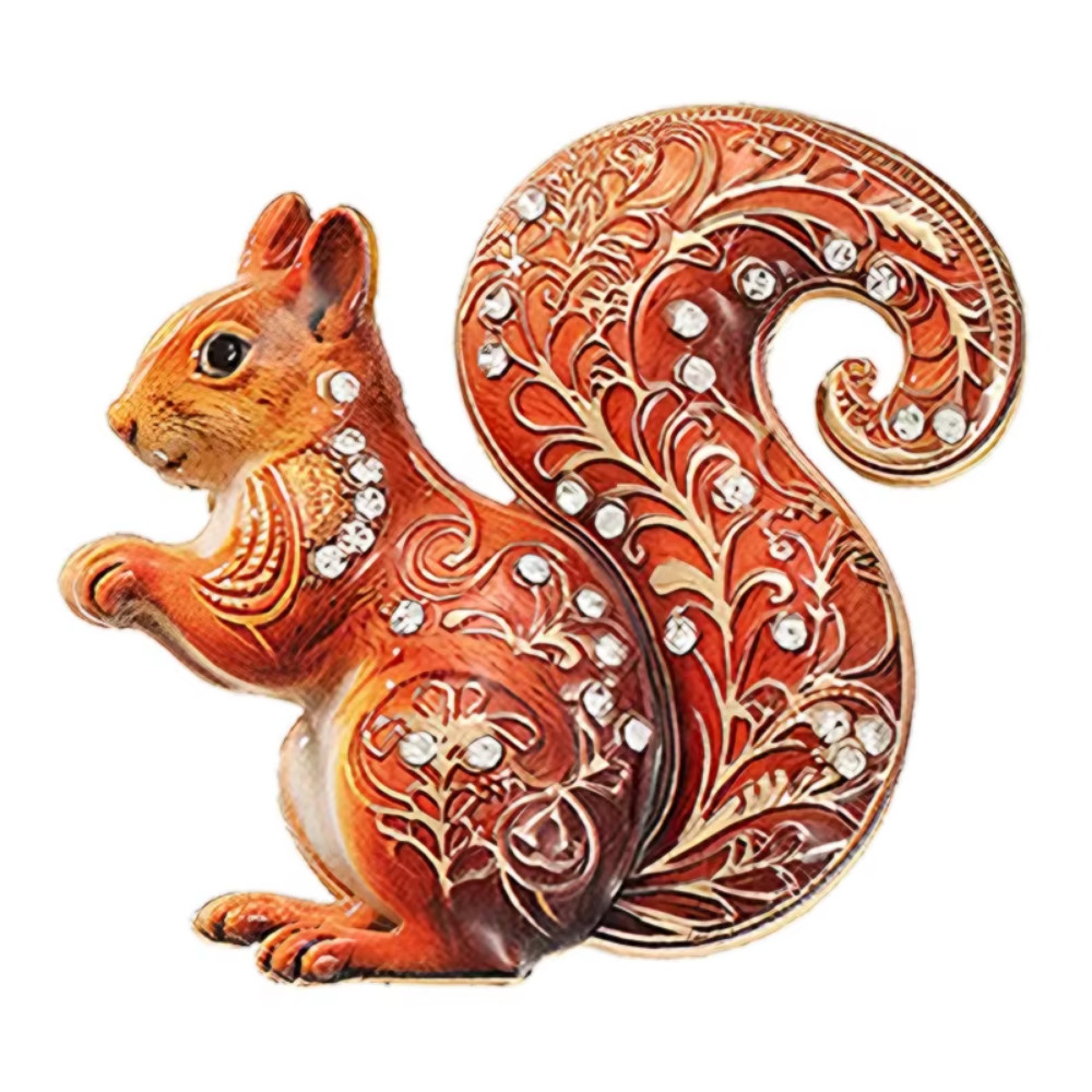 Vintage Gold Tone Squirrel Brooch Retro Animal Pin Fall Autumn Jewelry Gift