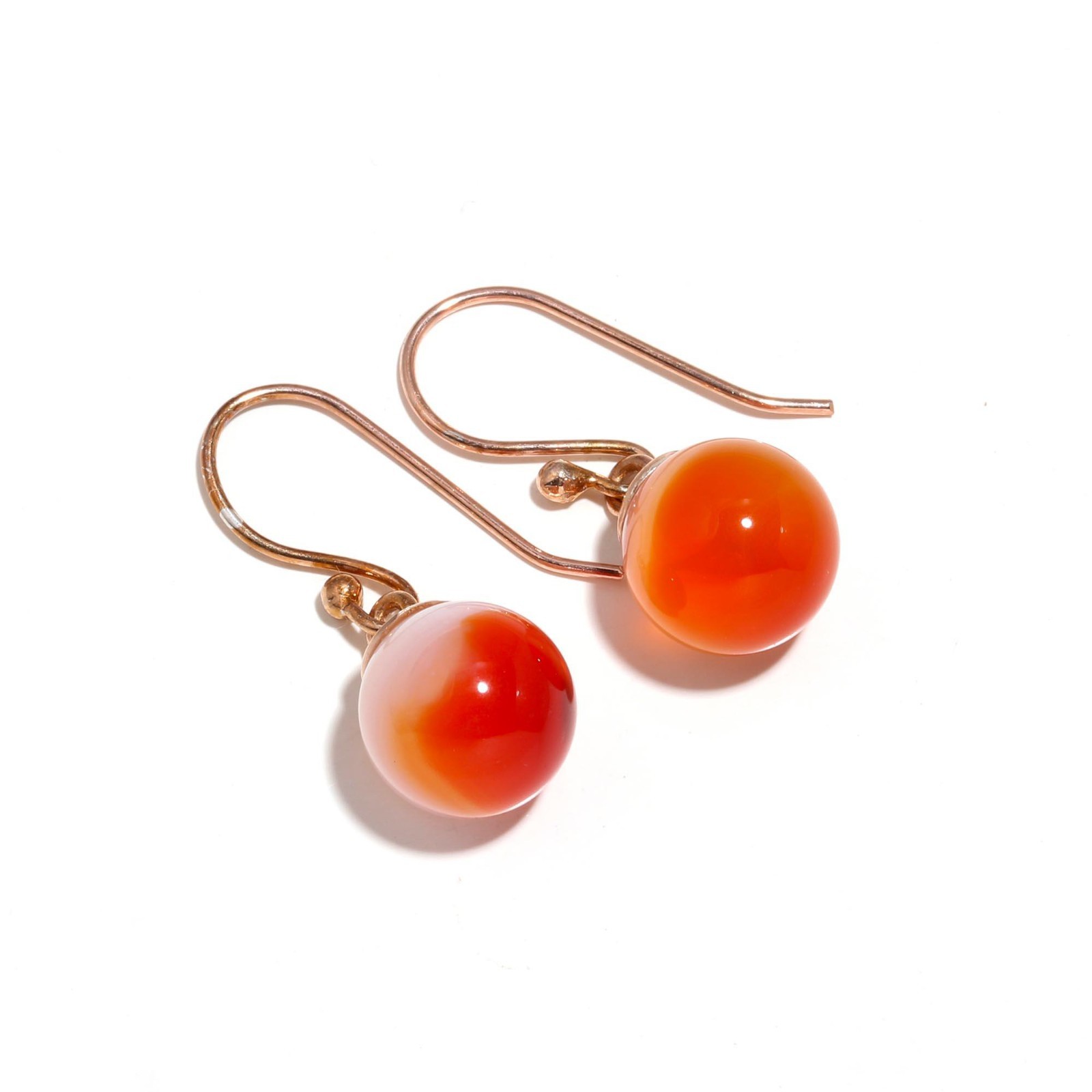 Natural Botswana Agate Ball Dangle Earrings Rose Gold Fill Solid Silver Jewelry