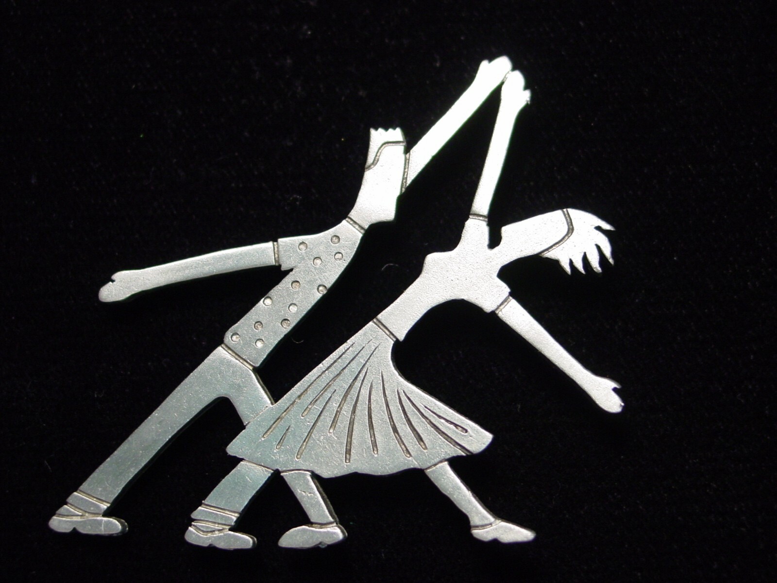 “JJ” Jonette Jewelry Silver Pewter ’50s Bobby Sock Dance Couple’ Pin
