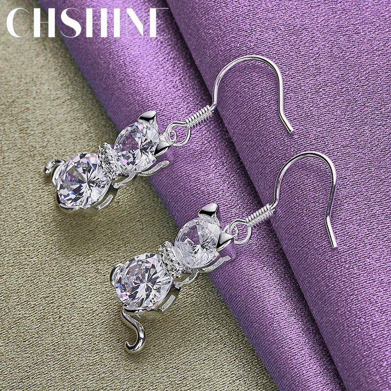 CHSHINE 925 Sterling Silver Shiny Zircon Earrings For Women Charm Jewelry
