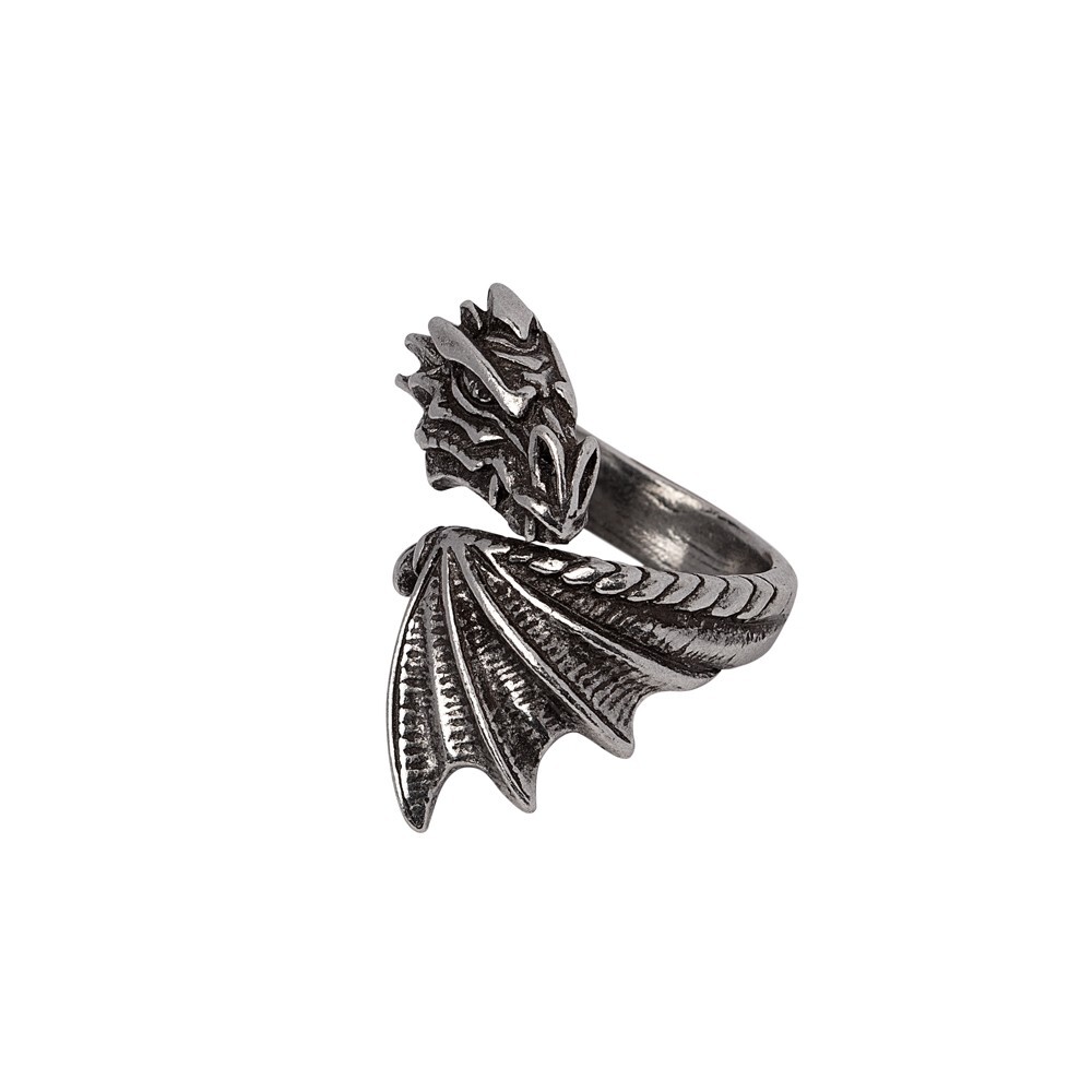 Alchemy Gothic The Awakening Wrap Ring Dragon Head Wing Fine English Pewter R253
